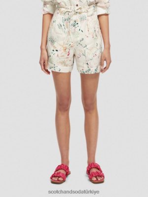 Scotch & Soda Türkiye | Scotch & Soda Yüksek katlı mini uzunluğunda şort kadınlar F4B4N233 Wilder Beyaz