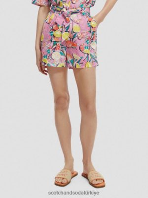 Scotch & Soda Türkiye | Scotch & Soda Yüksek katlı orta uzunlukta şortlar kadınlar F4B4N238 Narenciye Squash Orkide