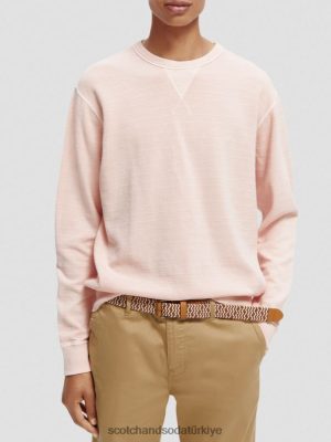 Scotch & Soda Türkiye | Scotch & Soda Yapılandırılmış giysi boyalı sweatshirt erkekler F4B4N514 gül