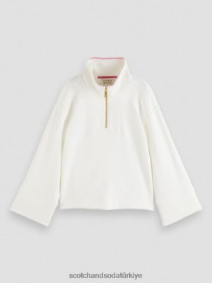 Scotch & Soda Türkiye | Scotch & Soda Yarım Zip Trompet ile Sweatshirt çocuk F4B4N757 vanilyalı buz