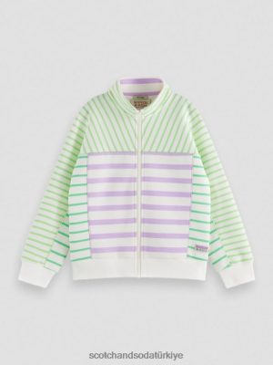 Scotch & Soda Türkiye | Scotch & Soda Yarım zip karışık şerit sweatshirt çocuk F4B4N753 çizgili