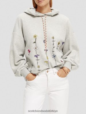 Scotch & Soda Türkiye | Scotch & Soda büyük boy çiçek sanat kapüşonlu kadınlar F4B4N220 gri melanj
