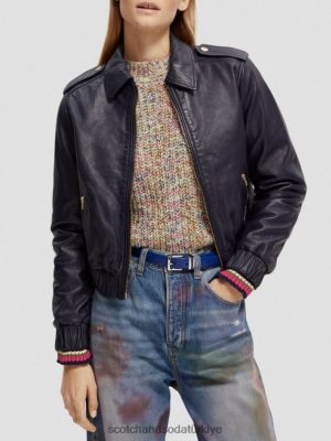 Scotch & Soda Türkiye | Scotch & Soda deri bombacı ceket kadınlar F4B4N142 donanma