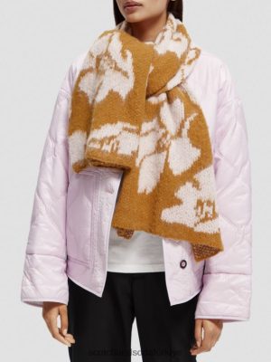 Scotch & Soda Türkiye | Scotch & Soda fırçalanmış jakard dokuma eşarp kadınlar F4B4N278 karamel
