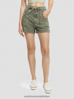 Scotch & Soda Türkiye | Scotch & Soda giysi boyalı chino şort kadınlar F4B4N248 zeytin yeşili