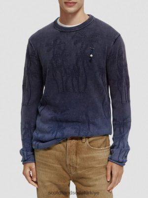 Scotch & Soda Türkiye | Scotch & Soda giysi boyalı jakard dokuma süveter erkekler F4B4N636 Combo A