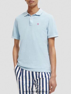 Scotch & Soda Türkiye | Scotch & Soda giysi boyalı pike organik pamuk polo erkekler F4B4N401 deniz mavisi