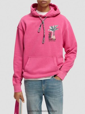 Scotch & Soda Türkiye | Scotch & Soda giysi boyalı sanat kapüşonlu erkekler F4B4N528 cerise