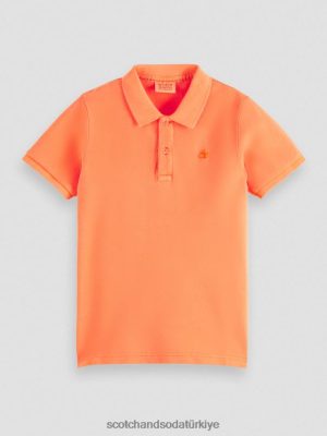 Scotch & Soda Türkiye | Scotch & Soda giysilerle boyanmış pike polo çocuk F4B4N787 Neon baharatlı portakal