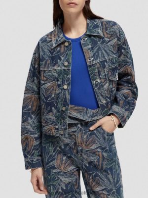 Scotch & Soda Türkiye | Scotch & Soda Çiçek Jakard Kot ceketi kadınlar F4B4N146 yıkanmış çivit
