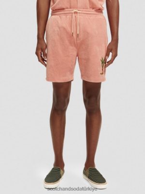 Scotch & Soda Türkiye | Scotch & Soda işlemeli havlu bermuda şort erkekler F4B4N592 flamingo