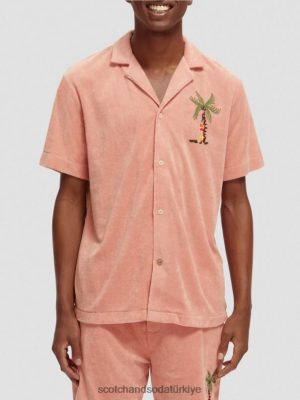 Scotch & Soda Türkiye | Scotch & Soda işlemeli havlu kampı gömlek erkekler F4B4N296 flamingo