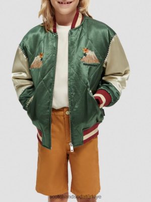 Scotch & Soda Türkiye | Scotch & Soda işlemeli saten bombardıman ceketi çocuk F4B4N791 askeri