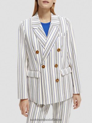 Scotch & Soda Türkiye | Scotch & Soda Çift göğüslü çizgili blazer kadınlar F4B4N172 mavi pembe çizgiler