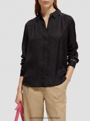Scotch & Soda Türkiye | Scotch & Soda ince fit borulu gömlek kadınlar F4B4N53 siyah