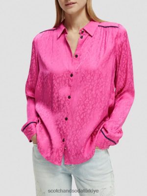 Scotch & Soda Türkiye | Scotch & Soda ince fit borulu gömlek kadınlar F4B4N54 fuşya