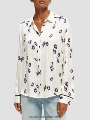 Scotch & Soda Türkiye | Scotch & Soda ince fit borulu gömlek kadınlar F4B4N55 laleler