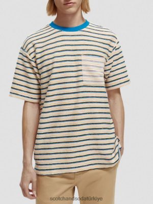 Scotch & Soda Türkiye | Scotch & Soda Çizgili Organik Pamuklu Cepli Tişört erkekler F4B4N395 Combo B