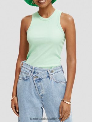 Scotch & Soda Türkiye | Scotch & Soda kaburga örtüsü racerback tank üstü kadınlar F4B4N111 yeşil kül