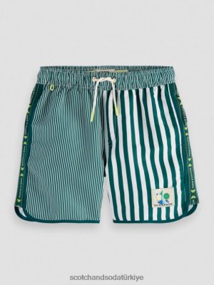 Scotch & Soda Türkiye | Scotch & Soda karışık şerit yüzme şort çocuk F4B4N811 yeşil şerit