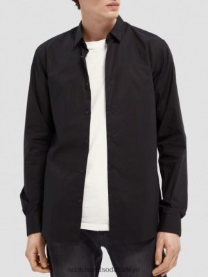 Scotch & Soda Türkiye | Scotch & Soda klasik streç gömlek | ince uyum erkekler F4B4N319 siyah