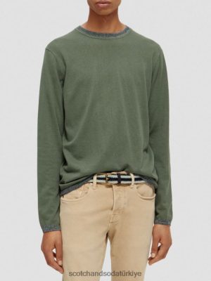 Scotch & Soda Türkiye | Scotch & Soda kontrastla süslenmiş kazak erkekler F4B4N653 ordu