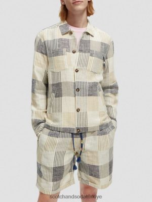 Scotch & Soda Türkiye | Scotch & Soda kontrol edilen jakard aşırı erkekler F4B4N568 Mavi Çek