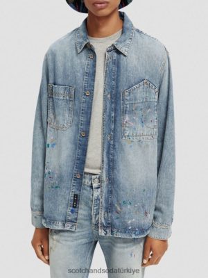 Scotch & Soda Türkiye | Scotch & Soda kot boya detaylı aşırı erkekler F4B4N313 yıkanmış çivit
