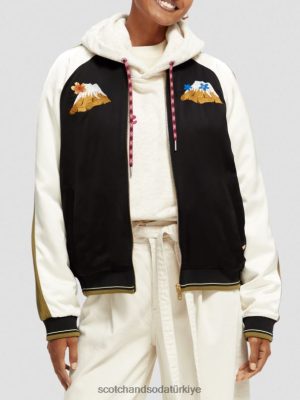 Scotch & Soda Türkiye | Scotch & Soda İşlemeli Raglan Bombacı Ceket kadınlar F4B4N130 siyah