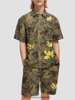 Scotch & Soda Türkiye | Scotch & Soda İşlemeli baskılı dimi gömlek erkekler F4B4N328 Camo Floral Aop