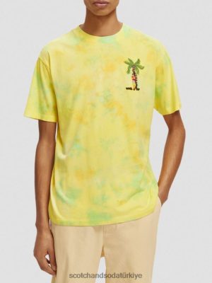 Scotch & Soda Türkiye | Scotch & Soda İşlemeli sanat boyası kravat boyası tişört erkekler F4B4N438 sarı kravat boyası