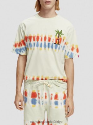 Scotch & Soda Türkiye | Scotch & Soda İşlemeli sanat boyası kravat boyası tişört erkekler F4B4N439 nane kravat boyası