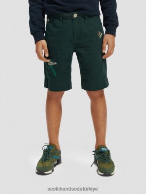 Scotch & Soda Türkiye | Scotch & Soda İşlemeli sanat eseri keten karıştırılmış şort çocuk F4B4N807 orman