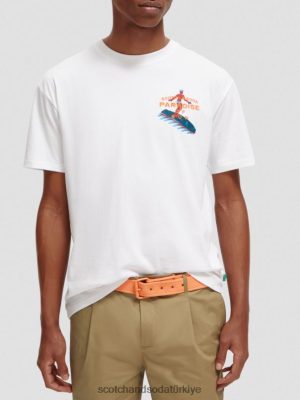 Scotch & Soda Türkiye | Scotch & Soda İşlemeli sanat eseri tişört erkekler F4B4N394 beyaz