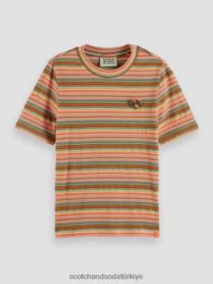 Scotch & Soda Türkiye | Scotch & Soda İnce uygun çizgili tişört kadınlar F4B4N106 Jersey Multi Stripe
