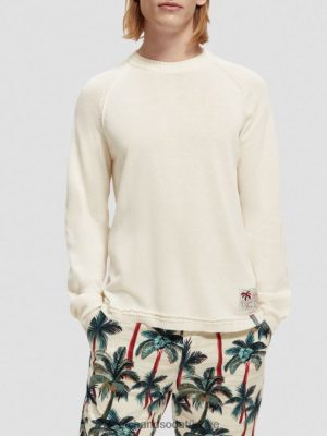 Scotch & Soda Türkiye | Scotch & Soda raglan kazak erkekler F4B4N659 kot beyaz melanj