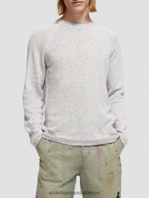 Scotch & Soda Türkiye | Scotch & Soda raglan kazak erkekler F4B4N660 Riviera mavi melange