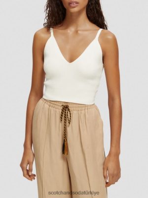 Scotch & Soda Türkiye | Scotch & Soda örme v yaka kırpma üstü kadınlar F4B4N118 vanilya beyaz