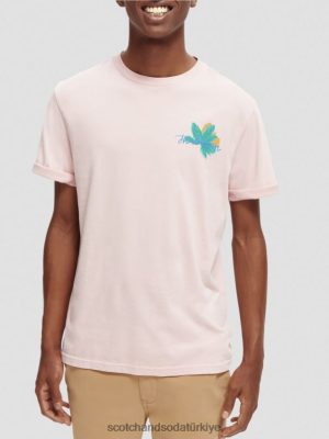 Scotch & Soda Türkiye | Scotch & Soda sanat eseri organik pamuklu tişört erkekler F4B4N347 gül
