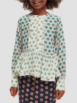 Scotch & Soda Türkiye | Scotch & Soda uzun kollu karışık baskı üstü çocuk F4B4N743 patchwork çiçeği